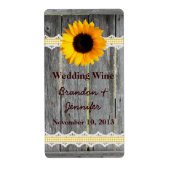 Rustieke hek & Zonnebloem Mini Wijn Labels (Voorkant)
