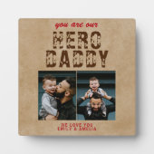 Rustieke Held Papa Vaderdag 2 Foto Collage Fotoplaat (Voorkant)