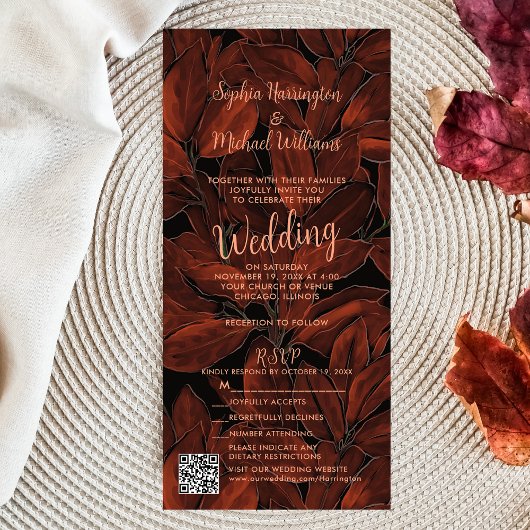 Rustieke Herfst All in One Wedding Nodig QR-code u Uitnodiging