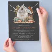 Rustieke Herfst Barn String Lights bruiloft uitnod Flyer (Hand)