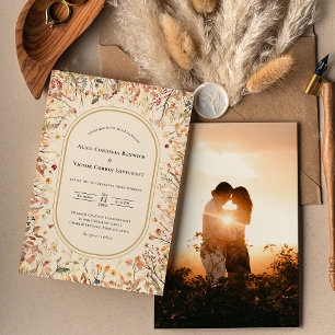  rustieke Herfst Beige bruiloft foto Kaart