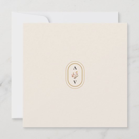  rustieke Herfst Beige bruiloft Monogram Vierkant Save The Date (Achterkant)