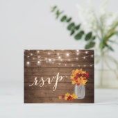 Rustieke herfst bladeren Mason Jar String Lights R Uitnodiging Briefkaart (Staand voorkant)