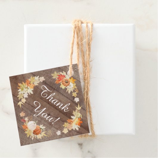Rustieke herfst bladeren pompoen Vrijgezellenfeest Bedankjes Labels (In situ)