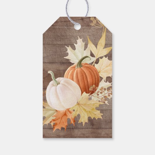 Rustieke herfst bladeren pompoen Vrijgezellenfeest Cadeaulabel (Achterkant)