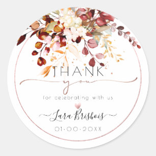 Rustieke Herfst bladeren Waterverf roest gom eucal Ronde Sticker