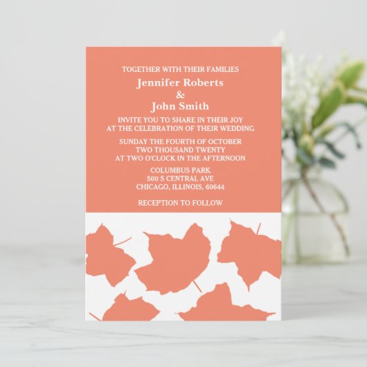 Rustieke herfst bladeren zalm Sinaasappel land bru Kaart (Staand voorkant)