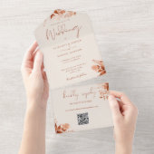 Rustieke herfst bloem QR Code bruiloft All In One Uitnodiging (Afscheurbaar)