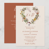 Rustieke Herfst Bloem QR Code Trouwdag Kaart (Voorkant / Achterkant)