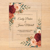 Rustieke Herfst Bloemen Acryl Huwelijksuitnodiging Acryl Uitnodigingen (Voorkant)