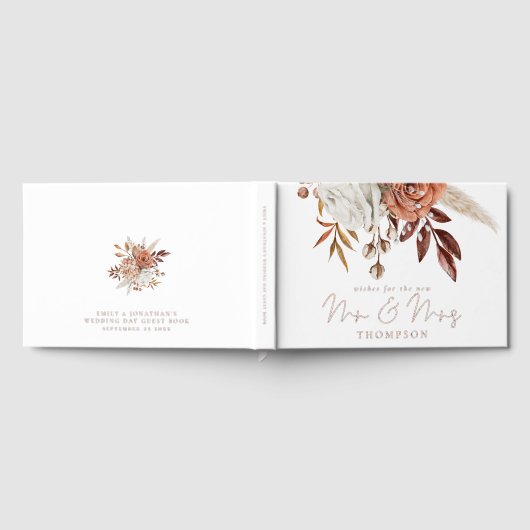 Rustieke herfst bloemen bruiloft gastenboek (Volledig)