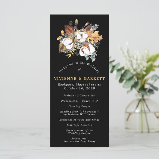 Rustieke herfst bloemen DIY bruiloft Programma (Staand voorkant)