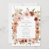 Rustieke Herfst Bloemen Fotobruiloft Kaart (Voorkant)