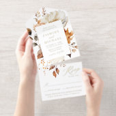 Rustieke Herfst Bloemen Gouden Folie Wedding All In One Uitnodiging (Uittrekbaar)