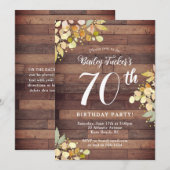 Rustieke Herfst Bloemen Goudfolie Stippen 70e Verj Kaart (Voorkant / Achterkant)