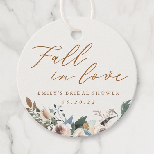 Rustieke Herfst Bloemen Herfst in Liefde Vrijgezel Bedankjes Labels (Voorkant)