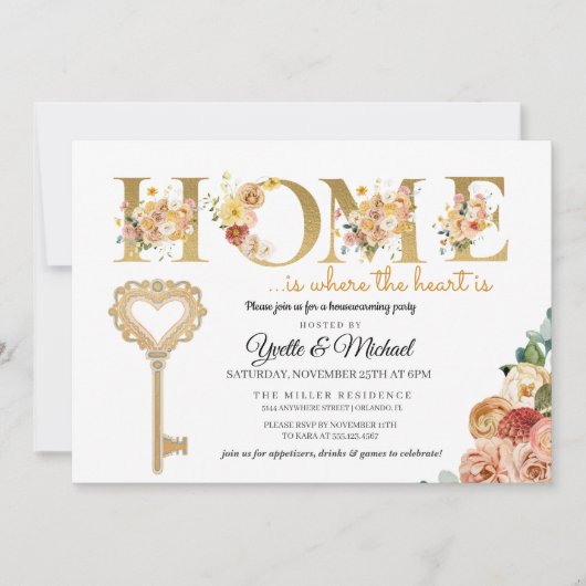 Rustieke Herfst Bloemen Housewarming Uitnodiging (Voorkant)