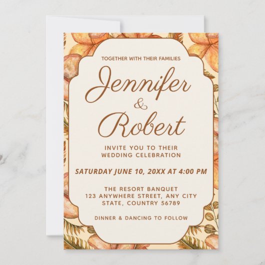 Rustieke Herfst Bloemen Lijst Huwelijksuitnodiging Kaart (Voorkant)