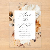Rustieke Herfst Bloemen Lijst Wedding Save the Dat Acryl Uitnodigingen (Voorkant)