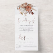 Rustieke herfst bloemen script bruiloft all in one uitnodiging (Binnen)