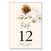 Rustieke Herfst Bloemen Tafel Nummer Kaart (Voorkant)