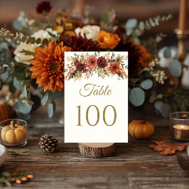 Rustieke Herfst Bloemen Trouwtafel Nummers Kaart