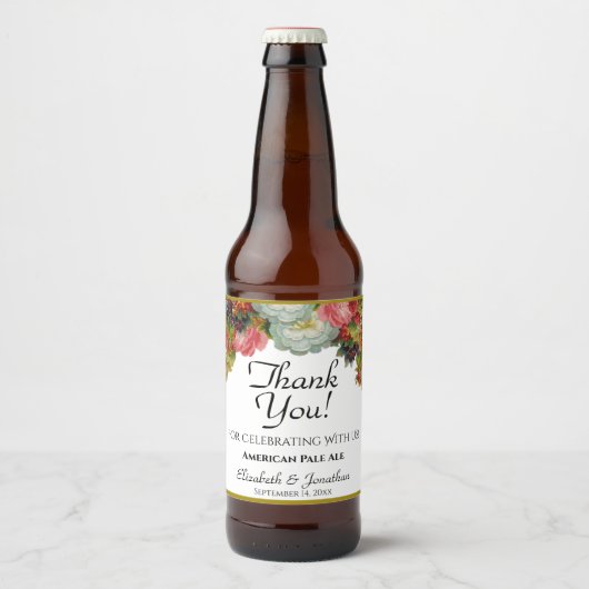  rustieke Herfst bloemenbruiloft dank u Bier Etiket (Voorkant)