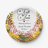 Rustieke herfst bloemenbruiloft Herfst in liefde Papieren Bordje (Voorkant)
