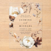 Rustieke herfst bloemencirkel Lijst bruiloft Acryl Uitnodigingen (Voorkant)