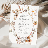 Rustieke herfst bloemenkrans bruiloft kaart