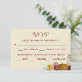 Rustieke herfst bloemenpompoen RSVP Save The Date (Staand voorkant)