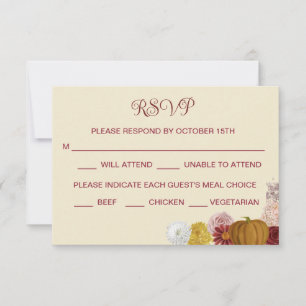 Rustieke herfst bloemenpompoen RSVP Save The Date