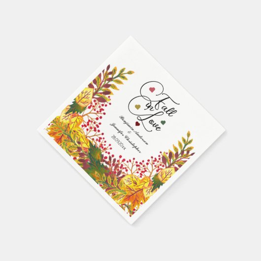 Rustieke herfst bloemenscript Herfst in liefde bru Servet (Hoek)