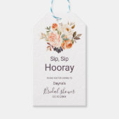 Rustieke herfst bloemensip Hooray Vrijgezellenfees Cadeaulabel (Voorkant)