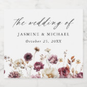 Rustieke herfst bloemenweide bruiloft sparkling wijnetiket (Enkel label)