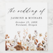 Rustieke herfst bloemenweide bruiloft wijn etiket (Enkel label)