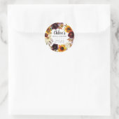 Rustieke Herfst Bloemige Bruidsdouche Dankjewel Ronde Sticker (Tas)