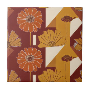 Rustieke herfst bloemige geometrische patroon tegeltje