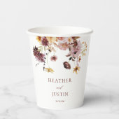 Rustieke herfst bloemige monogram bruiloft  papieren bekers (Achterkant)
