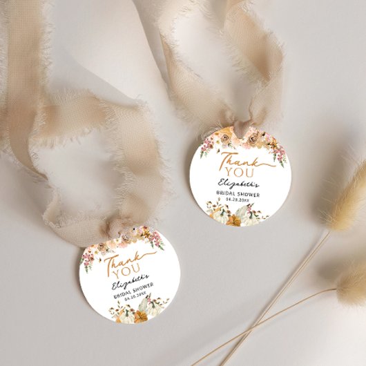 Rustieke herfst bloemige pompoen bruiloft dank je bedankjes labels