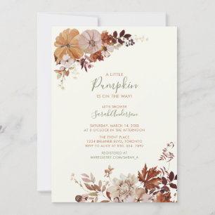 Rustieke Herfst Bloemige Pompoen Salie Baby Shower Kaart