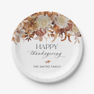 Rustieke herfst bloemige Thanksgiving papieren bor Bordje