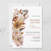 Rustieke herfst bloemige Thanksgiving uitnodiging