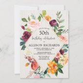 Rustieke herfst bloemige volwassen verjaardag, her kaart (Voorkant)