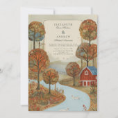 Rustieke Herfst Boerderij Lakefront Wedding Kaart (Voorkant)