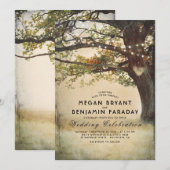 rustieke Herfst boomsnaar van Lichten Bruiloft Kaart (Voorkant / Achterkant)
