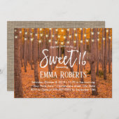 Rustieke Herfst Bos String Lichtjes Sweet 16 Kaart (Voorkant / Achterkant)