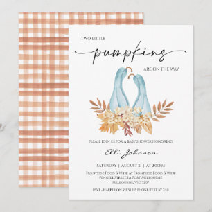 Rustieke Herfst Boy Twins Pumpkins Baby shower Kaart