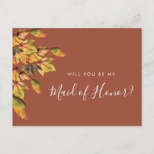 Rustieke herfst bruiloft zal je mijn bruidsmeisje  uitnodiging briefkaart