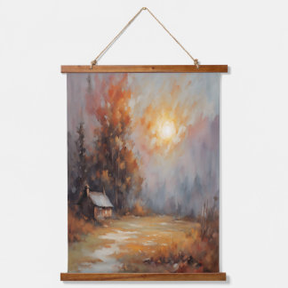 Rustieke Herfst Cabin Landschap Herfst Art Hangend Wandkleed